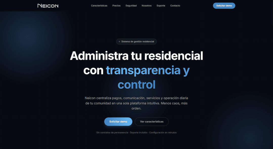 Neicon - landing website screenshot